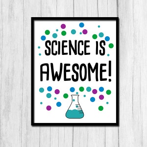 Science Printable Digital Download &quot;Science is Awesome&quot; Print Science Classroom Decor Science Teacher Gift for Science Teacher Downloadable