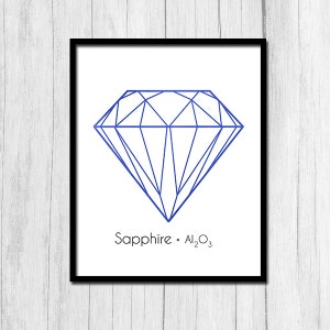 Sapphire Printable Gem Stone Print Printable Art Gemstone Print Sapphire Art Digital Download Chemistry Art Jewel Sapphire Print Wall Art image 1