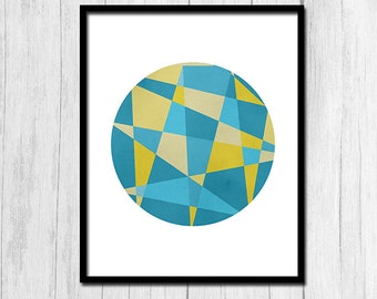 Turquoise and Gold Printable Digital Download Geometric Art Turquoise Print Gold Print Circle Print Instant Download Home Decor Wall Decor