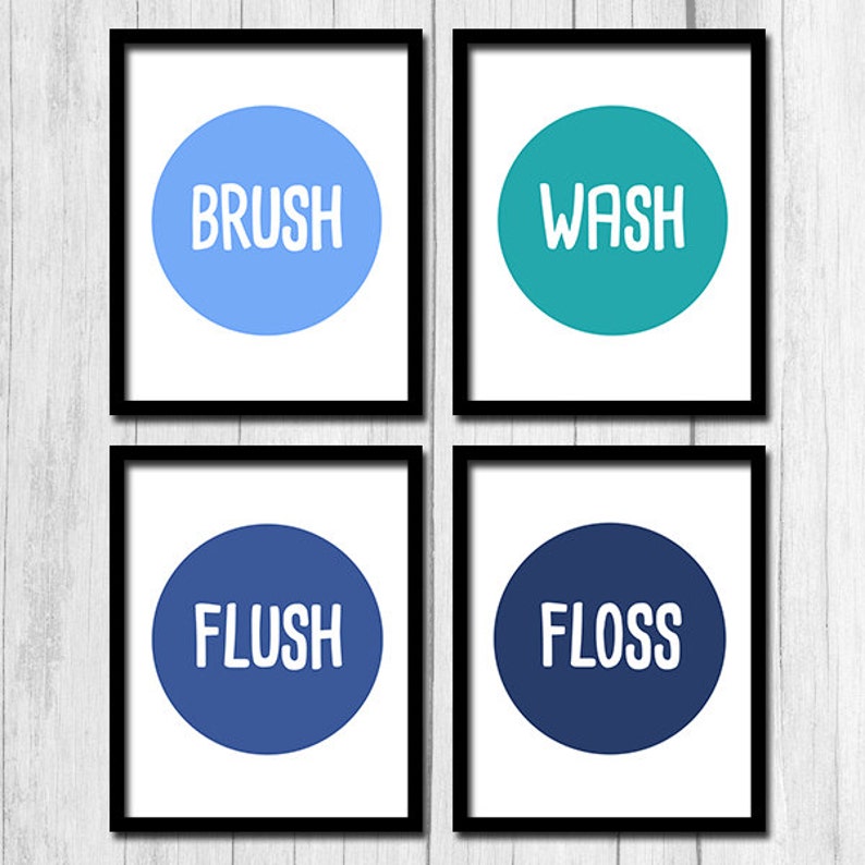 Kids Bathroom Art Digital Download Printable Art Kids Bathroom Prints ...