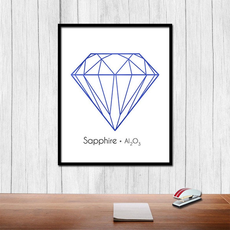 Sapphire Printable Gem Stone Print Printable Art Gemstone Print Sapphire Art Digital Download Chemistry Art Jewel Sapphire Print Wall Art image 3