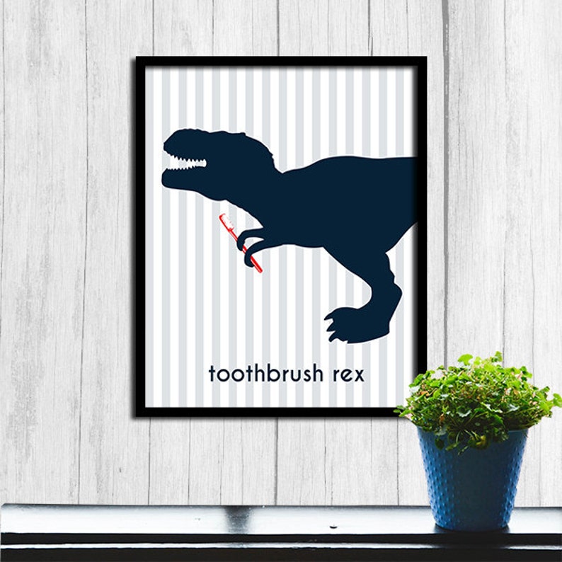 Tyrannosaurus Rex Printables Dinosaur Bathroom Decor Instant Download ...