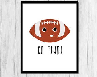 Football Printables Sports Printables Digital Download Football Print Go Team Prints Football Season Sports Art Instant Download Printable