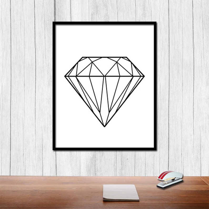 Gem Art Diamond Printable Gem Print Digital Download Geometric Etsy