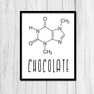 Chocolate Molecule Structure Theobromine Chemistry Teacher Gift Organic Chemistry Digital Download Chemistry Poster Chocolate Print image 1