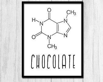 Chocolate Molecule Structure Theobromine Chemistry Teacher Gift Organic Chemistry Digital Download Chemistry Poster Chocolate Print