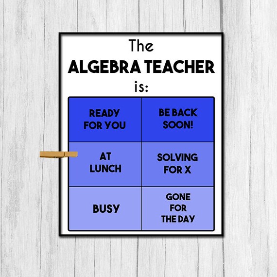 Algebra Teacher Gift Digital Download Math Teacher Door Sign Etsy