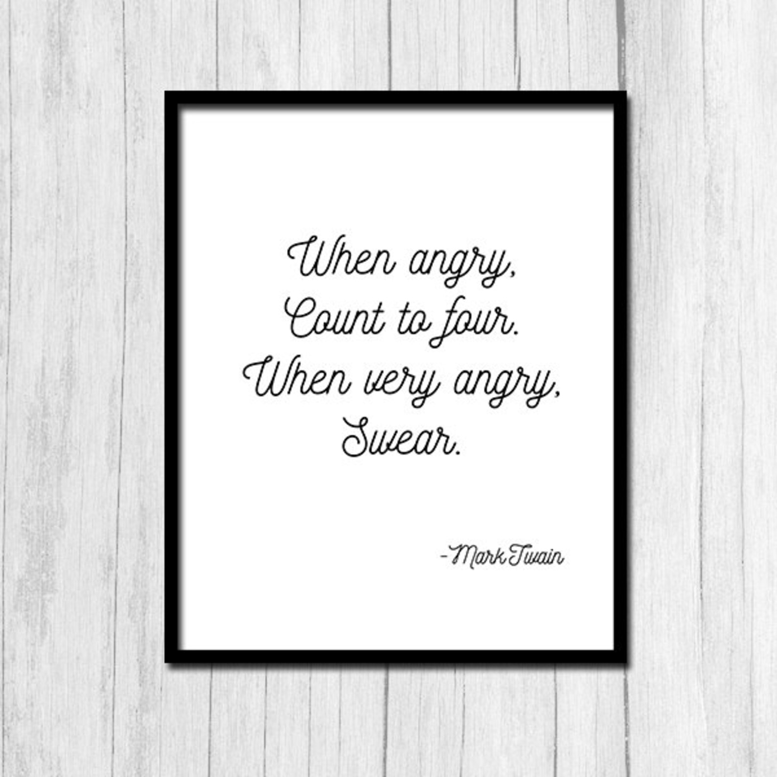 Funny Quote Print when Angry Swear Funny Quote Art Mark Twain Quote Digital Download Instant ...