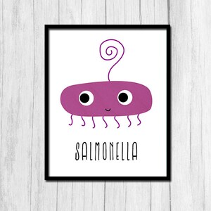 Bacteria Art Salmonella Print Digital Download Gift for Biologist Gift ...