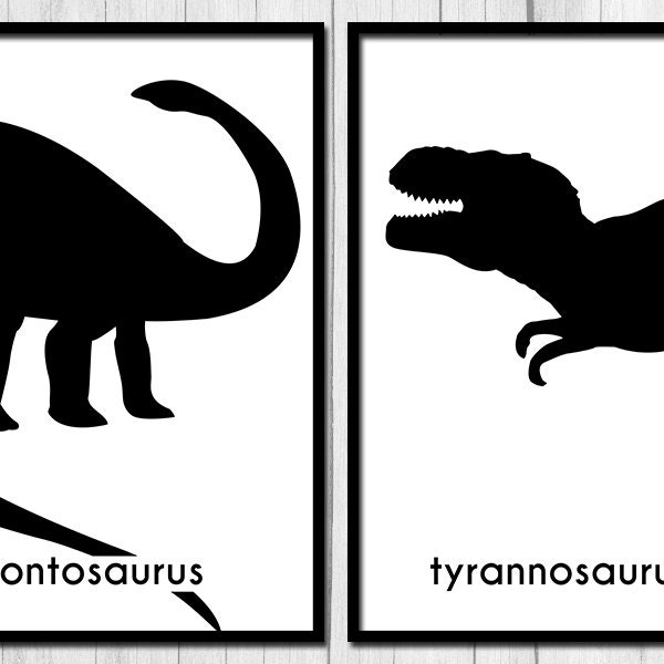 Black and White Prints Digital Download Printable Art Dinosaur - Etsy