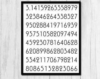 Pi Poster Printable Art Digits of Pi Math Poster Instant Download Math Gifts Number Print Number Printables Digital Download Math Printable