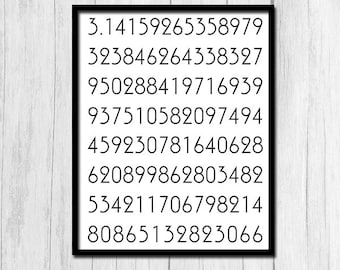 Pi Poster Printable Art Digits of Pi Math Poster Instant Download Math Gifts Number Print Number Printables Digital Download Math Printable