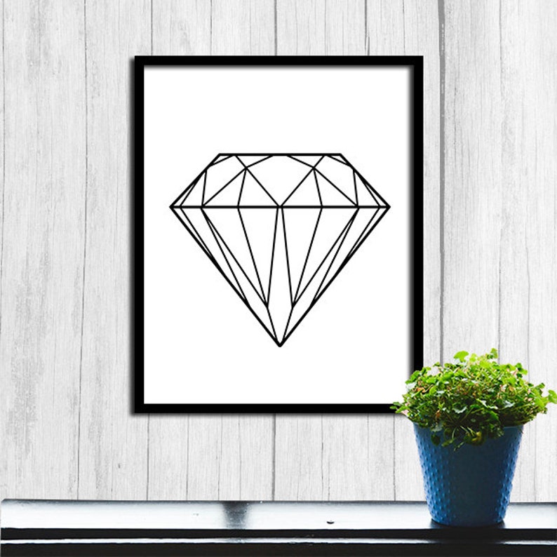 Gem Art Diamond Printable Gem Print Digital Download Geometric | Etsy