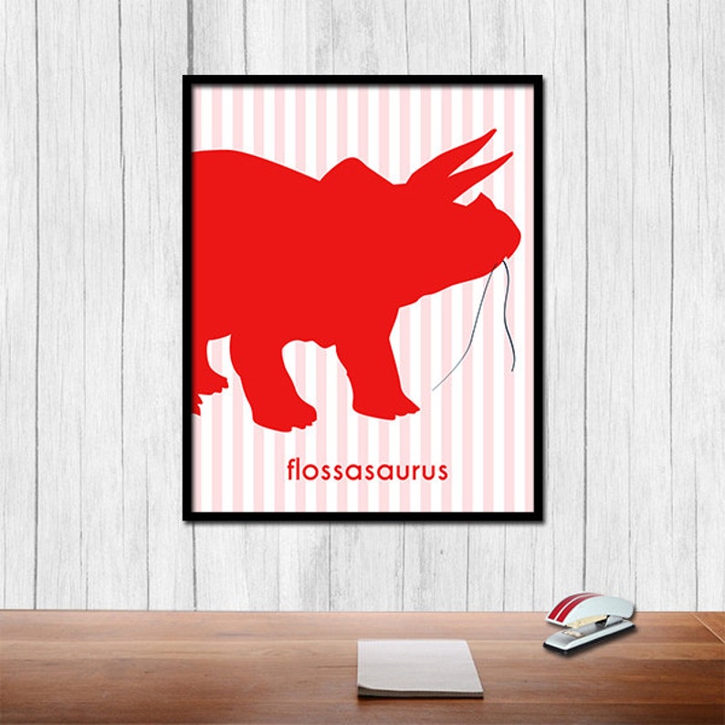 Dinosaur Kids Art Bathroom Prints Digital Download Dinosaur Printables ...