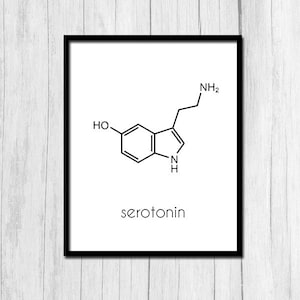 Serotonin Molecule Print Digital Download Serotonin Print Gift for Chemist Nerd Gift Molecule Art Serotonin Poster Instant Download