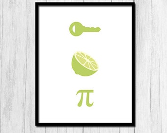 Key Lime Pie afdrukbare digitale Download Math Art sleutel Lime Pie Art woordspeling grappig Print cadeau voor Math leraar keuken wand Decor Printables