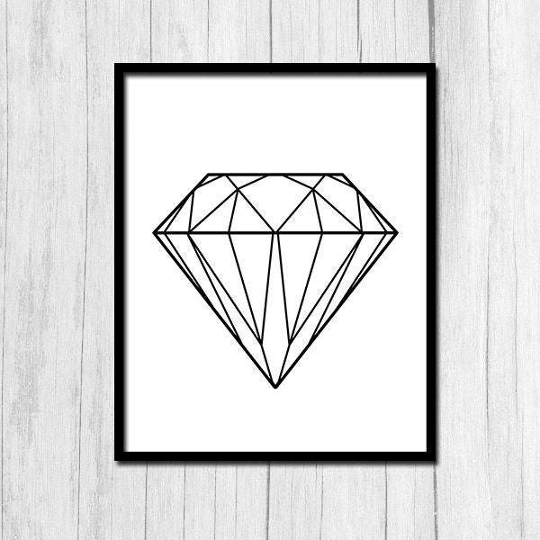 Gem Art Diamond Printable Gem Print Digital Download Geometric Etsy