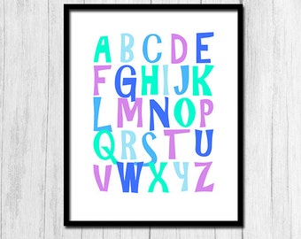 Alphabet Art Digital Download Alphabet Printable Kids Room Wall Decor Nursery Art Letter Art Alphabet Print Instant Download Kids Room Art