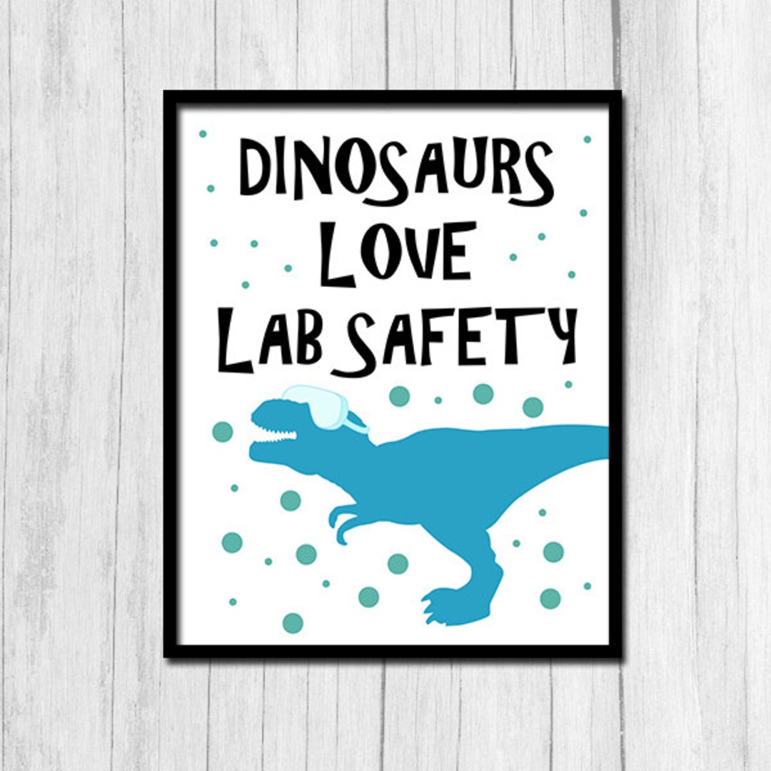 Lab Safety Poster Science Teacher Gift Digital Download Dinosaur ...