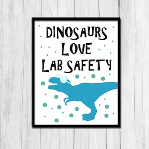 Lab Safety Poster Science Teacher Gift Digital Download Dinosaur Scientist Poster Funny Classroom Decor Science Classroom Decor Printable