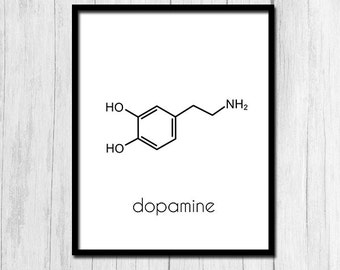 Dopamina molecola Download digitale stampa dopamina arte minimalista molecola stampa arte Instant Scarica regalo regalo Nerd per scienziato