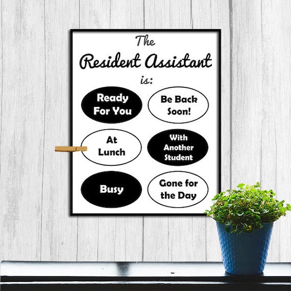 Resident Assistant Door Sign Digital Download College Ra Printable Art Gift For Resident Assistant Gift For Ra College Dorm Decor Printable