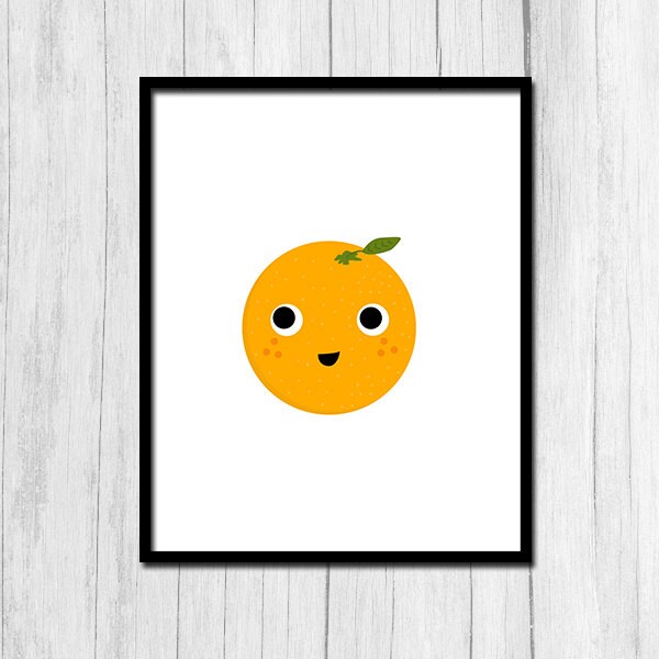 Orange Print Digital Download Orange Fruit Printable Orange Art Fruit Print Kitchen Decor Orange Poster Fruit Art Cute Kids Room Decor Art