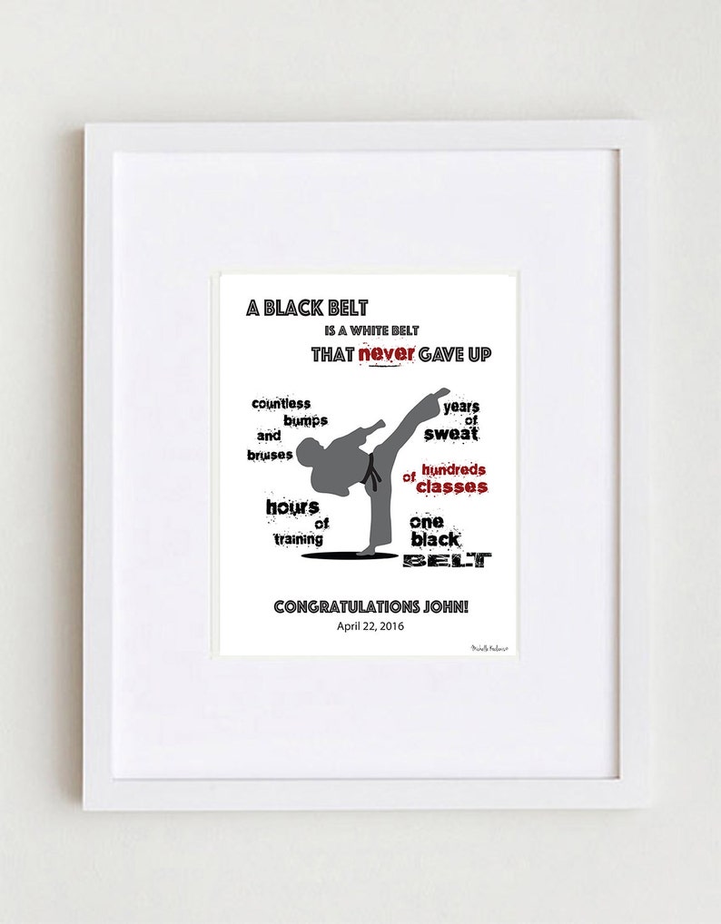 Black Belt Gift Martial Arts Gift Taekwondo Black Belt Etsy