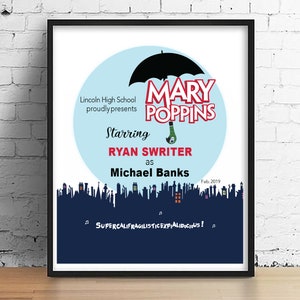 Mary Poppins the Musical • Bert • George Banks •Jane Banks • Gift for Actor • Gift for actress • Middle School Play Gift • chimney sweep •