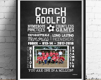 Personalisiertes Sportcoach Geschenk: Individuelle Team Fotokunst (Digitaler Download)