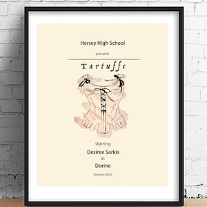Tartuffe  • High School Play • Gift for Actor • Gift for Director • playbill poster •