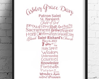 Confirmation Gift boys | Confirmation gift girls | Sponsor gift | Catholic  | 7 Gifts of the Holy Spirit | Personalized Confirmation Cross