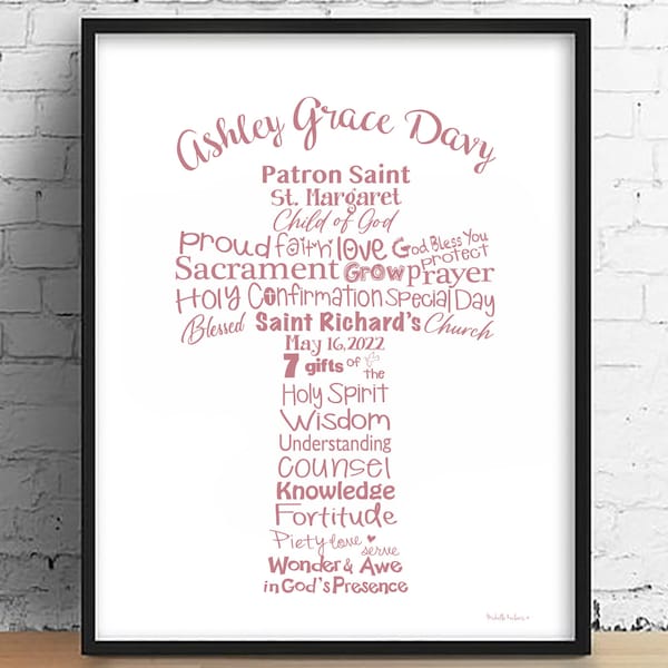 Personalized Confirmation Cross: 7 Gifts of the Holy Spirit (Digital Download)