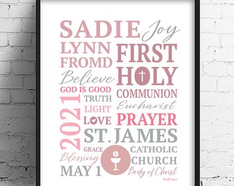 Personalized First Holy Communion Gift: Catholic Christening Keepsake (Digital Download)