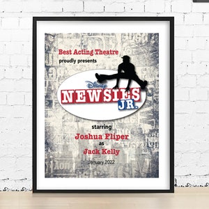 Newsies the musical playbill poster | Gift for Actor | Gift for Actress | Director gift | Joseph Pulitzer | Jack Kelly | Crutchy | Theater