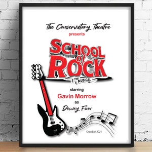 School of Rock Personalized Playbill Poster • Custom Theatre art • Personalized Gift for Actor • Dewey Finn • Director Gift • Break a leg