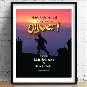 Oliver the Musical | Oliver Twist | Fagin | Bill Sykes | Mrs. Sowerberry | Pick a pocket or two | Musical Theater gift | Playbill poster