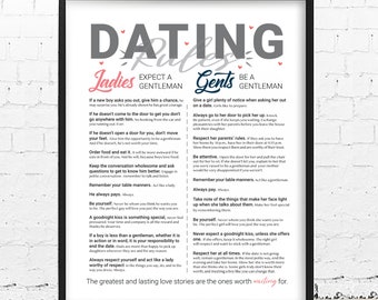 Dating Rules Ladies & Gents Guide - Etiquette Poster (Digital Download)