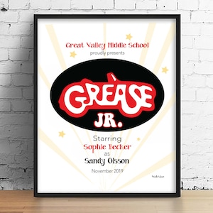 Regalo personalizzato per il musical teatrale &quot;Grease&quot;: ricordo dell&#39;artista (download digitale)