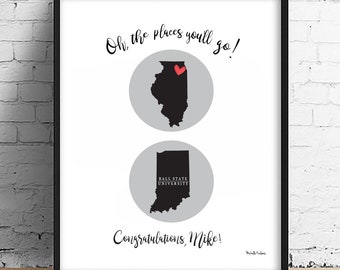 Graduation gift • Class of 2025 • University name and logo • College dorm room gift • High School Grad • Grad gift