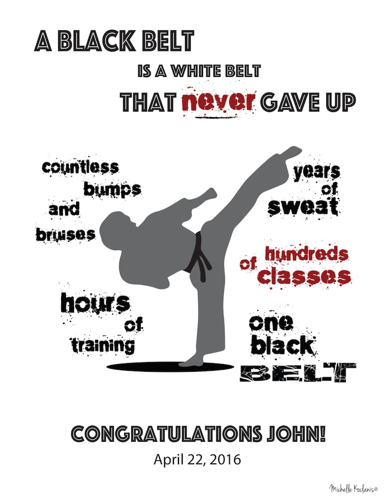 Personalisierter Black Belt Achievement Print: Kampfkunst Geschenk (Digitaler Download) Bild 1