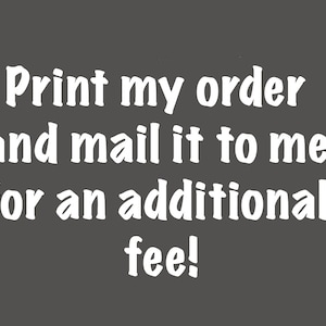 Print and ship to me! | Reprint Fee