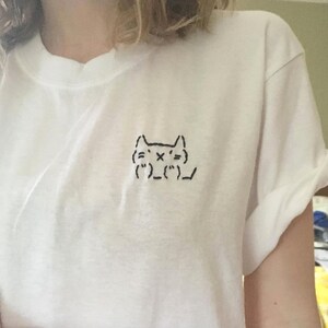 CUSTOM EMOTICON ANIMAL tshirt embroidered / kawaii cat emoji custom / minimal embroidery design / emoticon shirt / aesthetic clothes