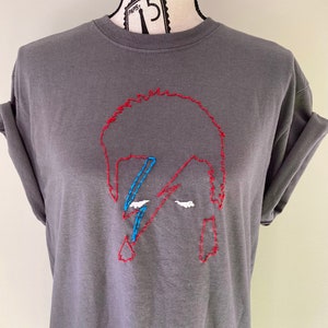 David Bowie Embroidered Adult & Kids Shirts, 80s Rock and Roll Shirt, Old School Music Lover Gift, Lightning Bolt Shirt, Bowie Fan Gift