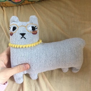 Eleanor: Stuffed Llama Doll Upcycled Plush Hand Embroidered Art Doll Alpaca Stuffy Handmade Stuffed Animal for Nursery Baby Gift