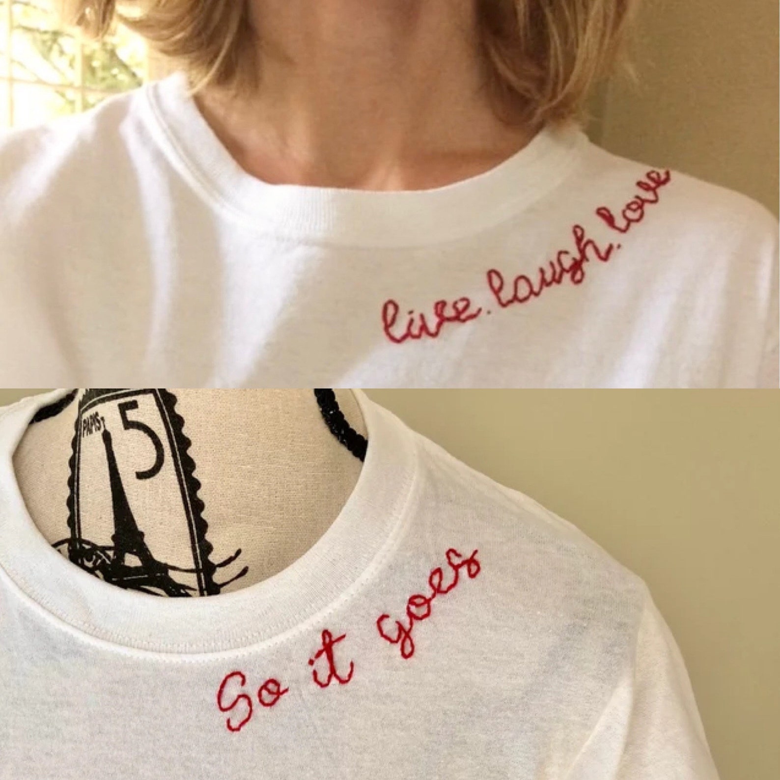 embroidered t shirt collar