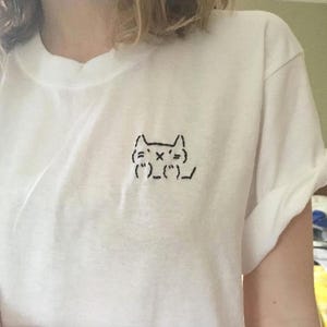 Keyboard Pet Tee: Custom Pixel Animal Top, Kawaii Bear Emoji Shirt, Nyan Cat Emoticon Embroidery Art, Cute Text Symbol Hamster Tshirt, Retro