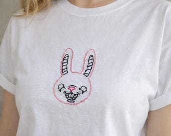 S*ckerPunch Pink Bunny Tee, Baby Doll & Sweet Pea, Pink Rabbit Shirt, Feminist Rage Tshirt, Movie Lover Gift for Angry Woman, Bunny T-Shirt