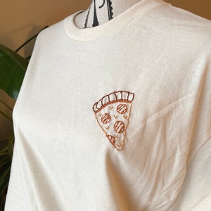 Custom Pizza Embroidery Art, Junk Food Gift for Foodie, Pepperoni Pizza Tee, Cheese Pizza Party Shirt, Pizza Theme Gift, Pizza Lover Tshirt