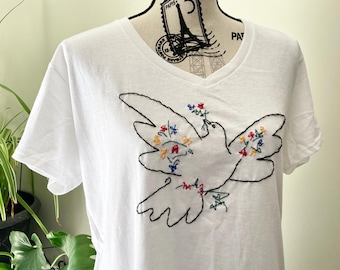 【90s】ピカソ 花と鳩 アートtシャツ picasso コーピーライト1997 ピカソ 鳩 Tシャツ：平和の絵、コットンTシャツ - Etsy 日本